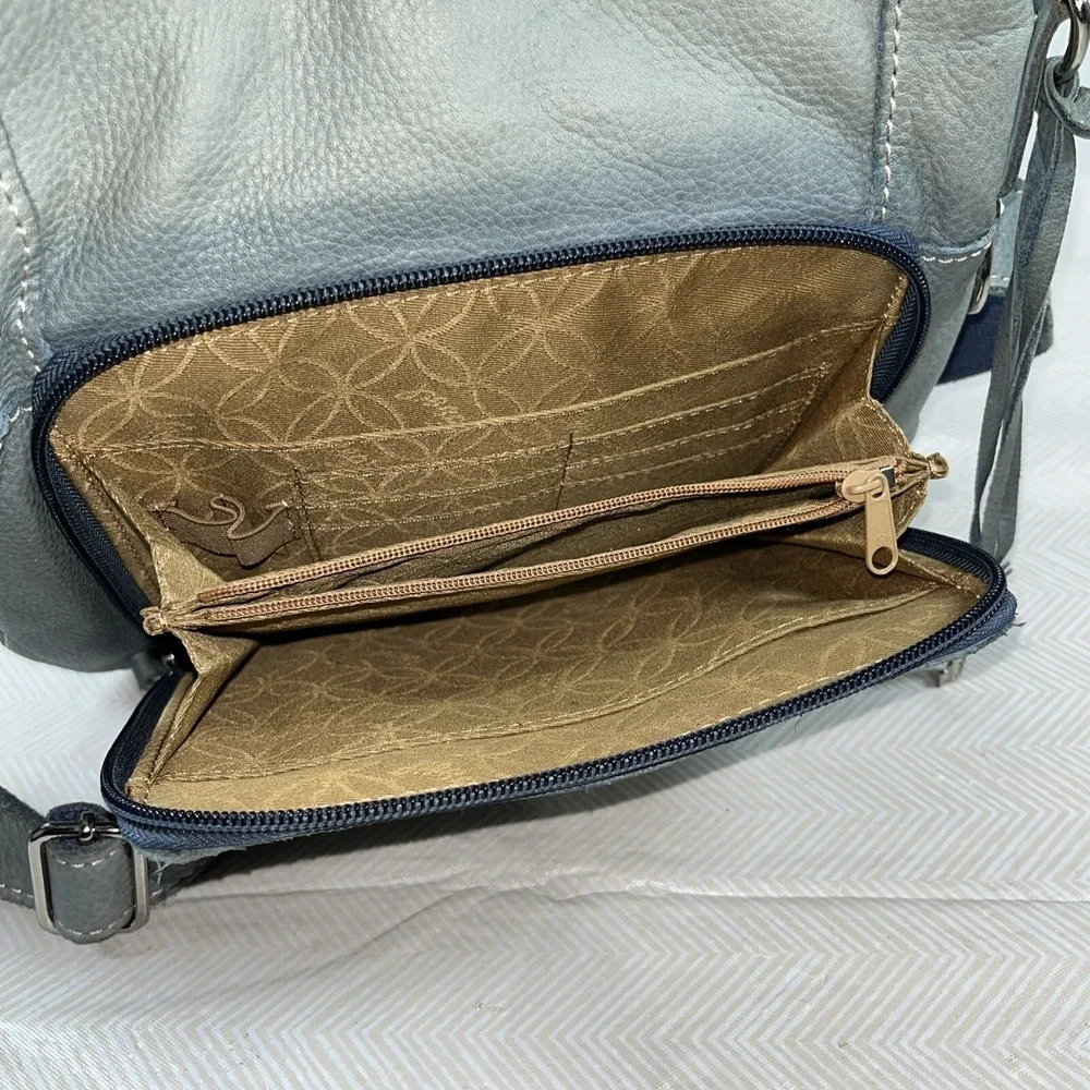 Fossil Leather Front‎ Pocket Back Wallet Crossbody Bag Soft Satchel Roomy Preppy